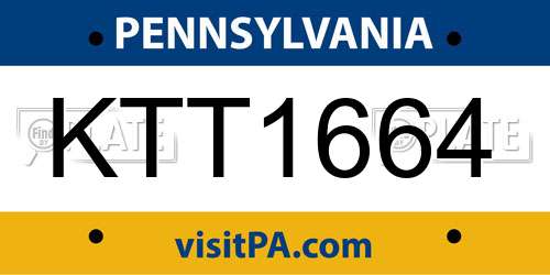 KTT1664 Pennsylvania License Plate