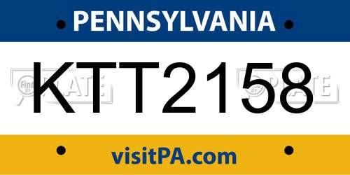 KTT2158 Pennsylvania License Plate