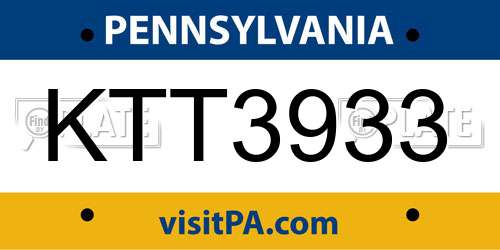 KTT3933 Pennsylvania License Plate