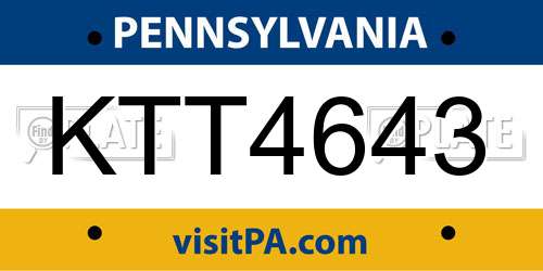 KTT4643 Pennsylvania License Plate