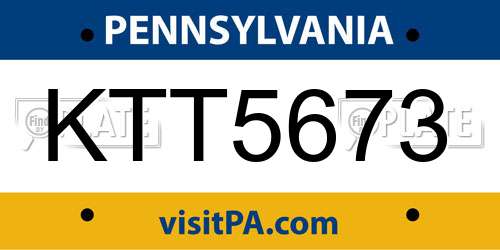 KTT5673 Pennsylvania License Plate