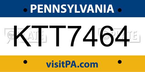 KTT7464 Pennsylvania License Plate