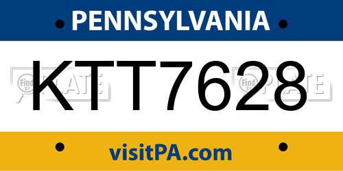 KTT7628 license plate in PA state