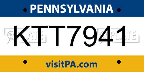 KTT7941 Pennsylvania License Plate