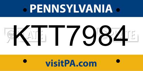 KTT7984 Pennsylvania License Plate
