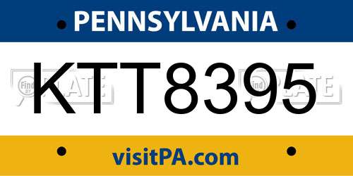 KTT8395 Pennsylvania License Plate