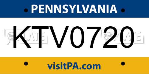 KTV0720 Pennsylvania License Plate