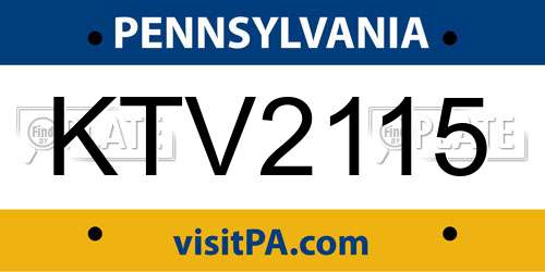 KTV2115 Pennsylvania License Plate