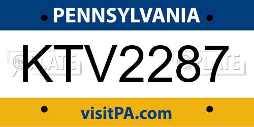 KTV2287 Pennsylvania License Plate