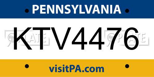 KTV4476 Pennsylvania License Plate