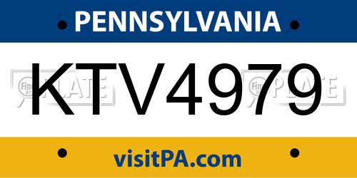 KTV4979 Pennsylvania License Plate