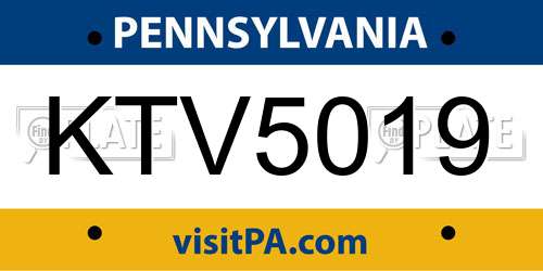 KTV5019 Pennsylvania License Plate