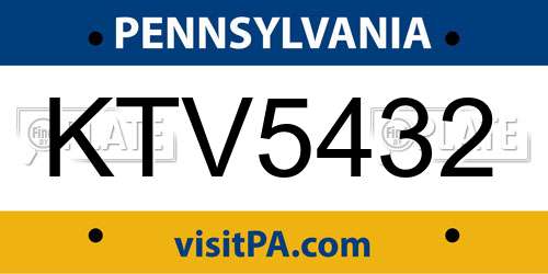 KTV5432 Pennsylvania License Plate