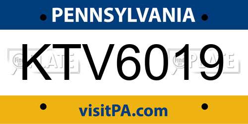 KTV6019 Pennsylvania License Plate
