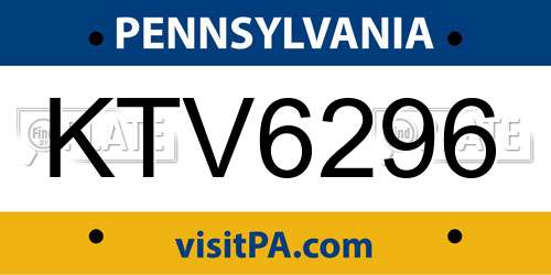 KTV6296 Pennsylvania License Plate