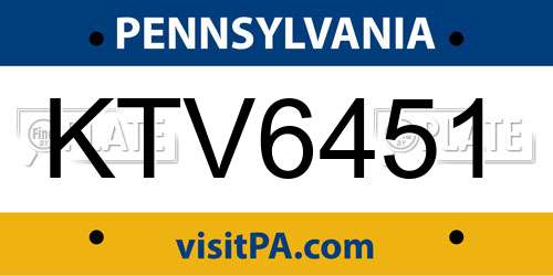 KTV6451 Pennsylvania License Plate
