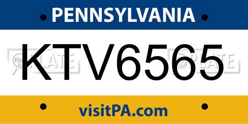 KTV6565 Pennsylvania License Plate