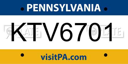 KTV6701 Pennsylvania License Plate
