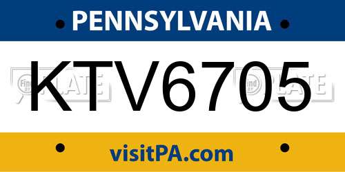 KTV6705 Pennsylvania License Plate