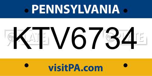 KTV6734 Pennsylvania License Plate
