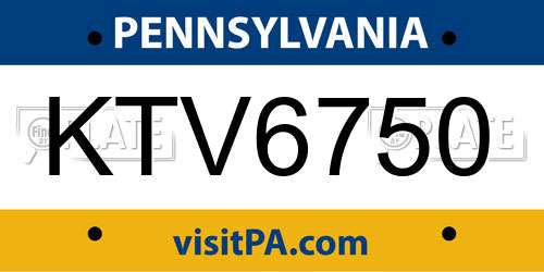 KTV6750 Pennsylvania License Plate