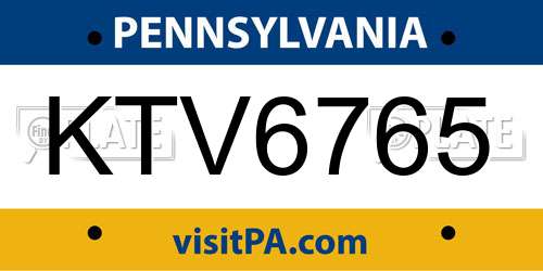 KTV6765 Pennsylvania License Plate