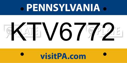 KTV6772 Pennsylvania License Plate