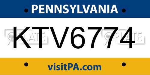 KTV6774 Pennsylvania License Plate