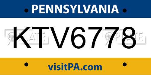 KTV6778 Pennsylvania License Plate