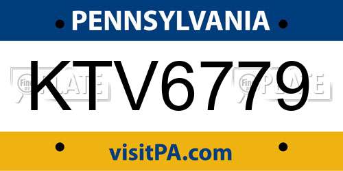 KTV6779 Pennsylvania License Plate