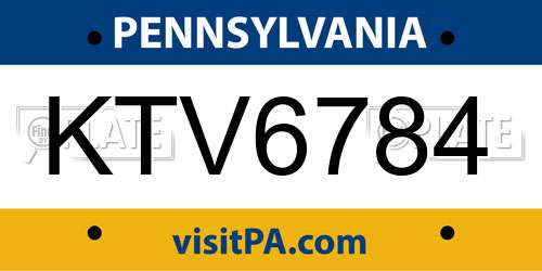 KTV6784 Pennsylvania License Plate