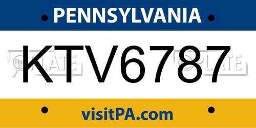 KTV6787 Pennsylvania License Plate