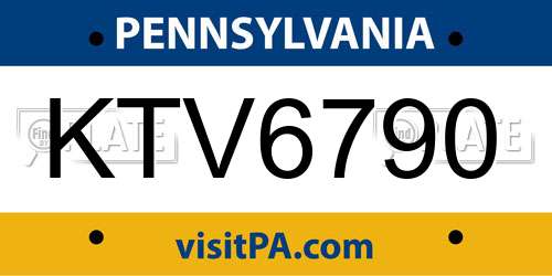 KTV6790 Pennsylvania License Plate