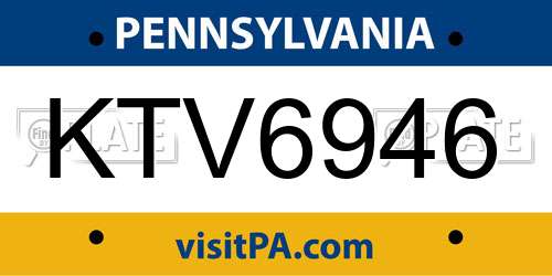 KTV6946 Pennsylvania License Plate