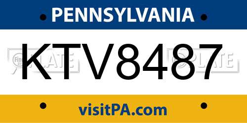 KTV8487 Pennsylvania License Plate