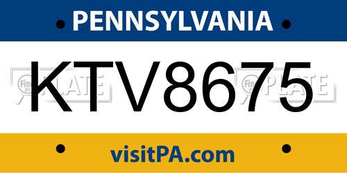 KTV8675 Pennsylvania License Plate
