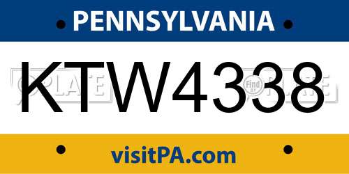 KTW4338 Pennsylvania License Plate