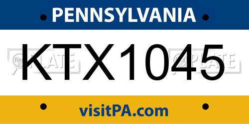 KTX1045 Pennsylvania License Plate