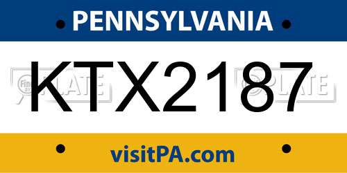 KTX2187 Pennsylvania License Plate