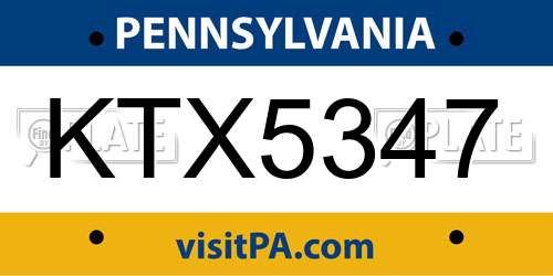 KTX5347 Pennsylvania License Plate