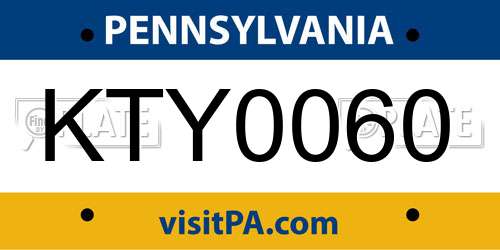 KTY0060 Pennsylvania License Plate