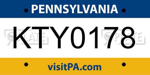 KTY0178 Pennsylvania License Plate