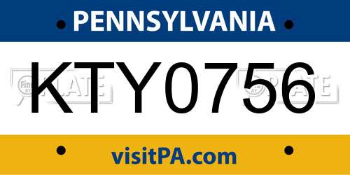 KTY0756 Pennsylvania License Plate