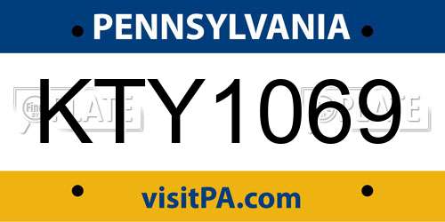 KTY1069 Pennsylvania License Plate
