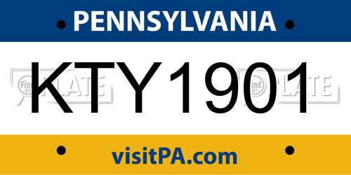 KTY1901 Pennsylvania License Plate