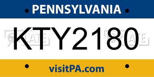 KTY2180 Pennsylvania License Plate