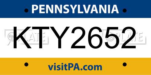 KTY2652 Pennsylvania License Plate
