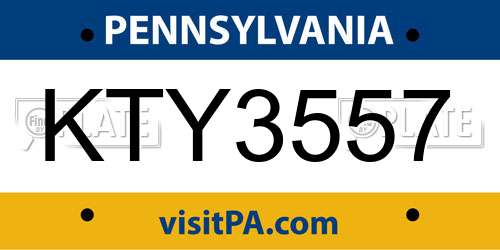 KTY3557 Pennsylvania License Plate