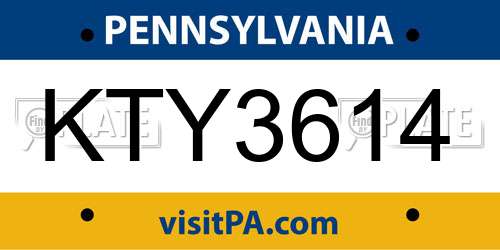 KTY3614 Pennsylvania License Plate