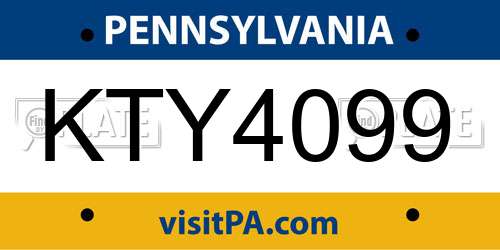 KTY4099 Pennsylvania License Plate